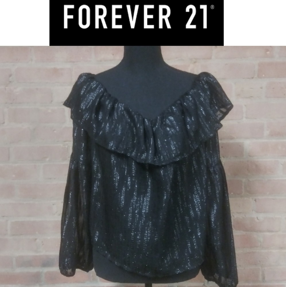 F21 | Black Shimmer L/S Top - SPECIAL 💜